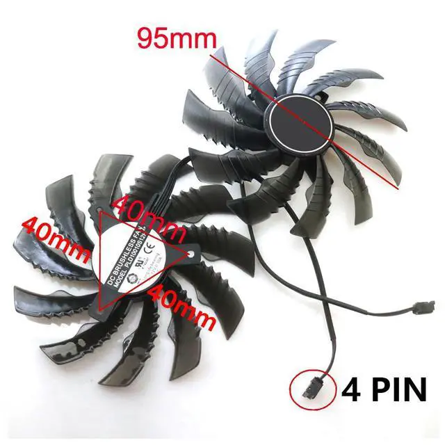 Alt view image 4 of 7 - Graphics Card Cooling Fans Suitable for Gigabyte RTX 3050 3060 3060Ti Eagle Series Desktop PLD10010S12H 95mm 12V 0.30A 4Pin Video Card Cooler Fans GPU Fan (2PCS)
