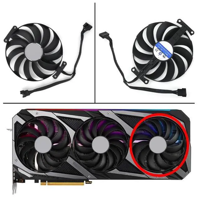 Alt view image 2 of 7 - Graphics Card Cooling Fan Replacement for ASUS ROG Strix RTX 3060Ti 3070 3070Ti 3080 3080Ti 3090 Gaming RX 6700XT 6800 Series 95mm CF1010U12S 12V 0.45A 7 Pin Video Card Cooler Fans GPU Fan (Fan-3)