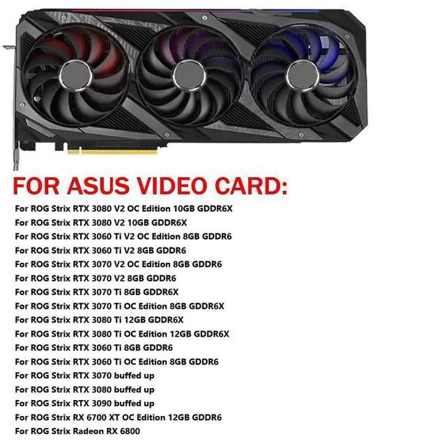 Alt view image 3 of 7 - Graphics Card Cooling Fan Replacement for ASUS ROG Strix RTX 3060Ti 3070 3070Ti 3080 3080Ti 3090 Gaming RX 6700XT 6800 Series 95mm CF1010U12S 12V 0.45A 7 Pin Video Card Cooler Fans GPU Fan (Fan-3)