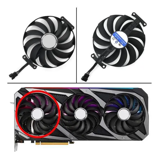 Alt view image 2 of 7 - Graphics Card Cooling Fan Replacement for ASUS ROG Strix RTX 3060Ti 3070 3070Ti 3080 3080Ti 3090 Gaming RX 6700XT 6800 Series 95mm CF1010U12S 12V 0.45A 7 Pin Video Card Cooler Fans GPU Fan (Fan-1)