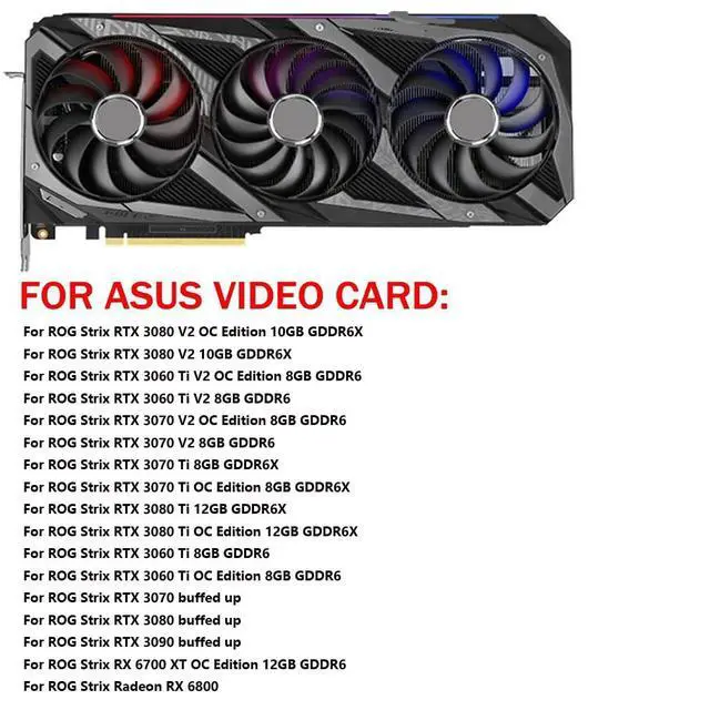 Alt view image 3 of 7 - Graphics Card Cooling Fan Replacement for ASUS ROG Strix RTX 3060Ti 3070 3070Ti 3080 3080Ti 3090 Gaming RX 6700XT 6800 Series 95mm CF1010U12S 12V 0.45A 7 Pin Video Card Cooler Fans GPU Fan (Fan-1)