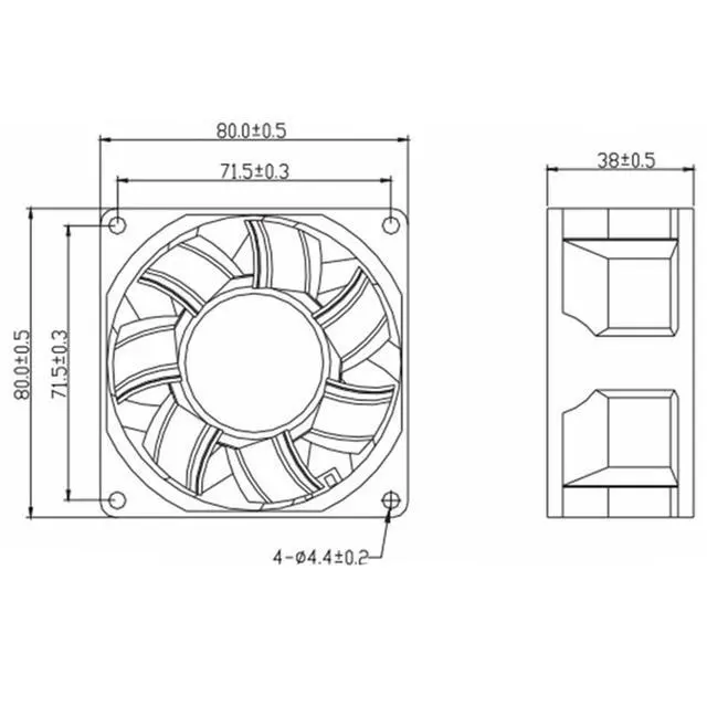Alt view image 6 of 7 - 80MM for Delta PFR0812XHE 8CM 8038 DC12V 4.9A 13800RPM Car Boost 8038 Violent High Air Volume Motorcycle Modified Boost Fan 80x80x38mm (4pin)