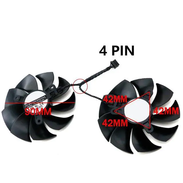 Alt view image 4 of 7 - Graphics Card Cooling Fans Suitable for EVGA GTX 1660 1660ti RTX 2060 XC Ultra RTX 2060 2060S SC Ultra Gaming Series Desktop PLA09215S12H 90mm 12V 0.55A 4Pin Video Card Cooler Fans GPU Fan