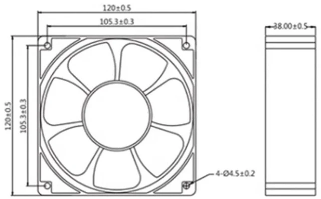 Alt view image 6 of 6 - USTF120381155T 115V 15.5/14.5W 120×120×38mm 12CM 12038 AC Cooling Fan