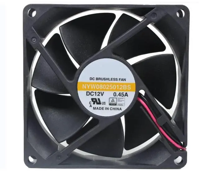 Main image of NYW08025012BS DC 12V 0.45A 80x80x25mm 2-Wire 8CM 8025 Dual Ball Axial Server Cooling Fan
