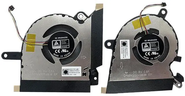 Main image of CPU + GPU Cooling Fans Suitable for ASUS ROG Flow 2021Y X13 GV301Q GV301QC GV301QE GV301QH Series Laptop Cooler Fan 5V 0.5A 4 PIN DFS5K123043638 FMQM + DFS5K223052838 FMQN (2PCS)