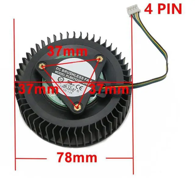 Alt view image 4 of 7 - Graphics Card Cooling Fans Suitable for ASUS Turbo RTX 1660 2060 2060S 2070 2070S 2080 2080S 2080Ti Series Desktop PLB07525B12HH 78mm 12V 1.2A 4Pin Video Card Cooler Fans GPU Fan