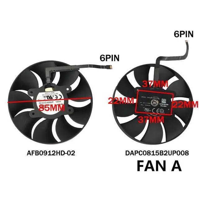 Alt view image 4 of 7 - Graphics Card Cooling Fans Suitable for NVIDIA RTX 3070TI 3080 3080Ti FE Founders Edition Desktop 12V 0.6A 6Pin DAPC0815B2UP008 DAPC0815B2UP003 AFB0912HD-02 85mm (Fan 1)