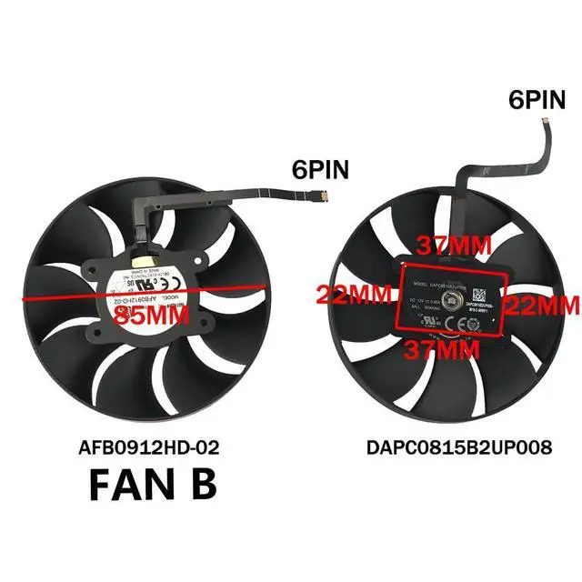 Alt view image 4 of 7 - Graphics Card Cooling Fans Suitable for NVIDIA RTX 3070TI 3080 3080Ti FE Founders Edition Desktop 12V 0.6A 6Pin DAPC0815B2UP008 DAPC0815B2UP003 AFB0912HD-02 85mm (Fan 2)