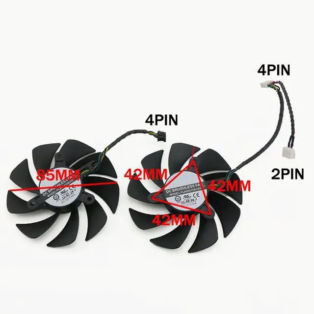 Alt view image 4 of 7 - Graphics Card Cooling Fans Suitable for Dell for Lenovo RTX 3060Ti 3070 3080 3090 Series Desktop PLA09215B12H 85mm 12V 0.55A 4Pin + 2PIN Video Card Cooler Fans GPU Fan (2PCS)