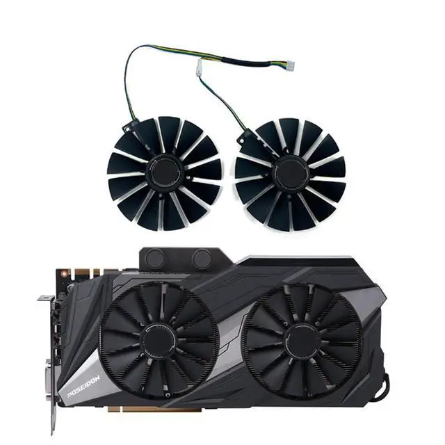 Alt view image 2 of 7 - Graphics Card Cooling Fans Suitable for ASUS ROG Strix GTX 1050 1050TI ROG Poseidon GTX1080Ti Dual RX580 ROG Strix RX 470 570 Gaming Series T129215SM 95mm 12V 0.25A 6Pin 5Wires (2PCS)