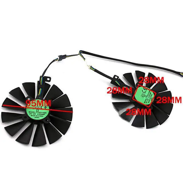 Alt view image 4 of 7 - Graphics Card Cooling Fans Suitable for ASUS ROG Strix GTX 1050 1050TI ROG Poseidon GTX1080Ti Dual RX580 ROG Strix RX 470 570 Gaming Series T129215SM 95mm 12V 0.25A 6Pin 5Wires (2PCS)