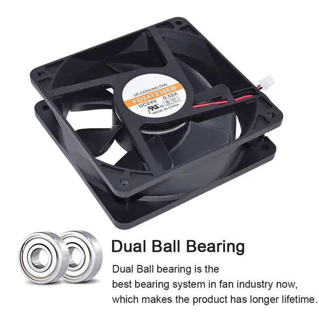 Alt view image 2 of 6 - FD241238EB 12038 12cm 120mm 24V 0.52A Double Ball Bearing Cooling Fan 120 * 120 * 38mm