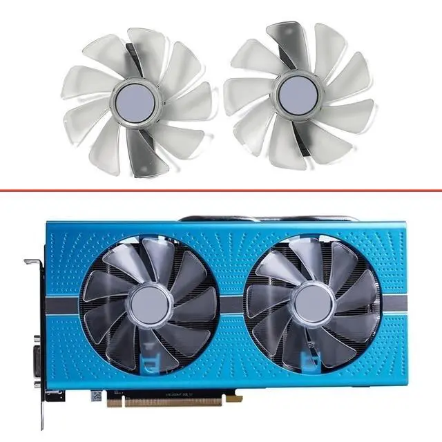 Alt view image 2 of 7 - Graphics Card LED Strip Cooling Fans Suitable for Sapphire RX 590 580 570 480 470 Nitro/Nitro+ / Pulse Series Desktop CF1015H12D 95mm 12V 0.42A 4Pin Video Card Cooler Fans GPU Fan (2PCS)