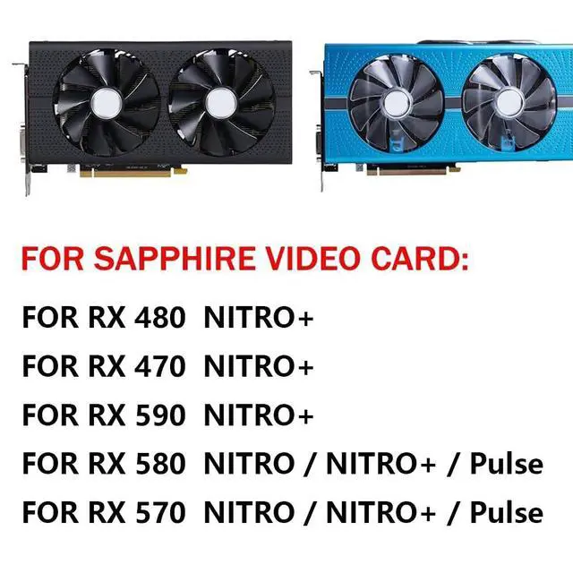 Alt view image 3 of 7 - Graphics Card LED Strip Cooling Fans Suitable for Sapphire RX 590 580 570 480 470 Nitro/Nitro+ / Pulse Series Desktop CF1015H12D 95mm 12V 0.42A 4Pin Video Card Cooler Fans GPU Fan (2PCS)
