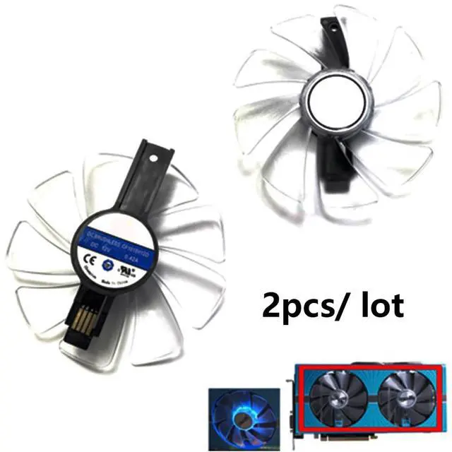 Alt view image 6 of 7 - Graphics Card LED Strip Cooling Fans Suitable for Sapphire RX 590 580 570 480 470 Nitro/Nitro+ / Pulse Series Desktop CF1015H12D 95mm 12V 0.42A 4Pin Video Card Cooler Fans GPU Fan (2PCS)
