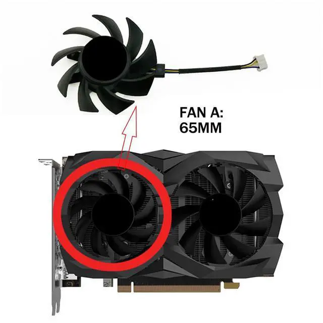 Alt view image 2 of 7 - Graphics Card Cooling Fans Suitable for ZOTAC GTX 1660 1660S 1660ti Twin Fan Series Desktop GA72S2U GA82S2H 65mm 75mm 12V 0.35A 0.36A 4Pin Video Card Cooler Fans GPU Fan (Fan-A)