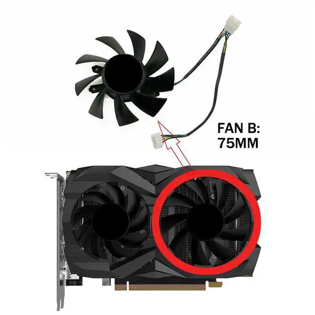 Alt view image 2 of 7 - Graphics Card Cooling Fans Suitable for ZOTAC GTX 1660 1660S 1660ti Twin Fan Series Desktop GA72S2U GA82S2H 65mm 75mm 12V 0.35A 0.36A 4Pin Video Card Cooler Fans GPU Fan (Fan-B)