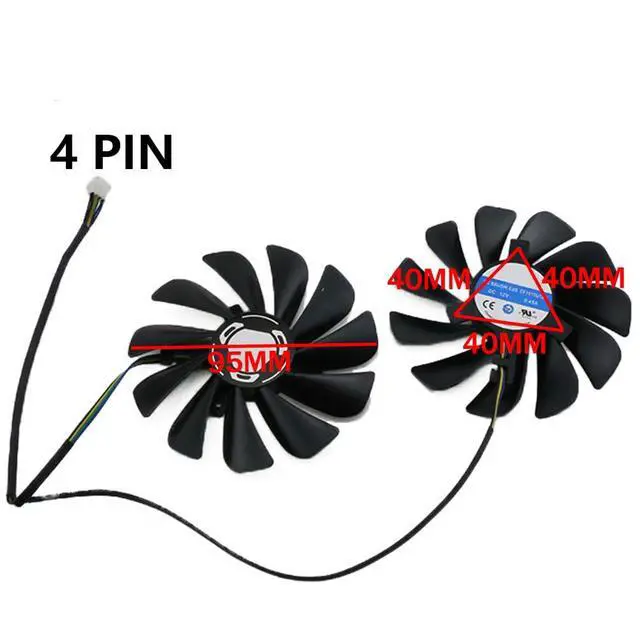 Alt view image 4 of 7 - Graphics Card Cooling Fans Suitable for XFX RX 5500XT 5600XT 5700 5700XT Thicc II Pro Series Desktop CF1010U12S 95mm 12V 0.45A 4Pin Video Card Cooler Fans GPU Fan