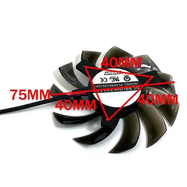 Alt view image 4 of 7 - Graphics Card Cooling Fans Suitable for EVGA GT 620 630 440 Series Desktop PLD08010S12H 75mm 12V 0.25A 2Pin Video Card Cooler Fans GPU Fan