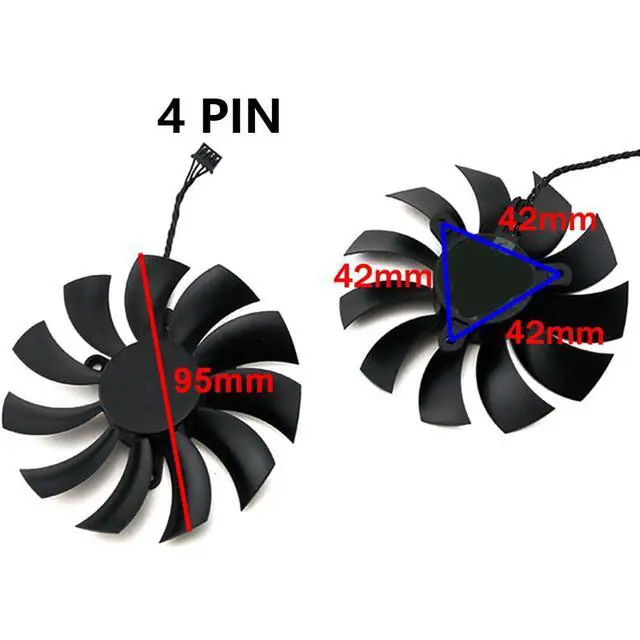 Alt view image 4 of 7 - 1PCS Graphics Card Cooling Fans Suitable for EVGA GTX 1070 1070ti 1080 FTW2 ICX Series Desktop PLD10015B12H 95mm 12V 0.55A 4Pin Video Card Cooler Fans GPU Fan