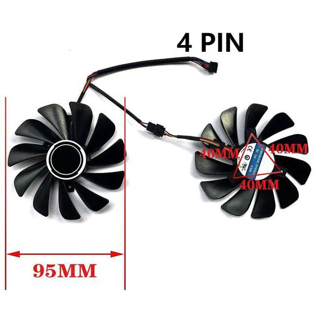 Alt view image 3 of 6 - Graphics Card Cooling Fans Suitable for ASROCK RX 5700xt 5700 Challenger D OC Series Desktop CF1010U12S 95mm 12V 0.45A 4Pin Video Card Cooler Fans GPU Fan