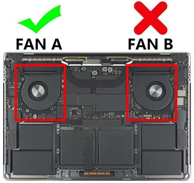 Alt view image 5 of 7 - Cooling Fans Suitable for Apple MacBook Pro Retina 16" A2141 Set EMC 3347 Late 2019Y Series Laptop Cooler Fan 5.1V 2W 6 PIN CC120K17C 610-00354-01 (Fan A)