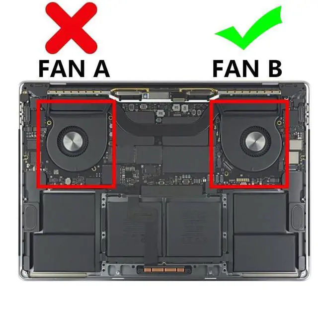 Alt view image 5 of 7 - Cooling Fans Suitable for Apple MacBook Pro Retina 16" A2141 Set EMC 3347 Late 2019Y Series Laptop Cooler Fan 5.1V 2W 6 PIN CC120K18C 610-00353-03 (Fan B)