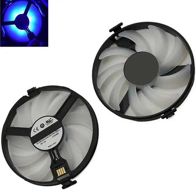 Main image of Blue LED Graphics Card Cooling Fans Suitable for XFX Radeon RX 470 480 RS RX 470D 570 RX 580 EDITIE Crimson Series Desktop FDC10U12S9-C (Blue LED Fans) 93mm 12V 0.45A 4Pin (2PCS)