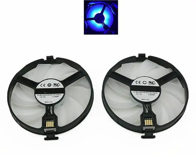 Alt view image 6 of 7 - Blue LED Graphics Card Cooling Fans Suitable for XFX Radeon RX 470 480 RS RX 470D 570 RX 580 EDITIE Crimson Series Desktop FDC10U12S9-C (Blue LED Fans) 93mm 12V 0.45A 4Pin (2PCS)