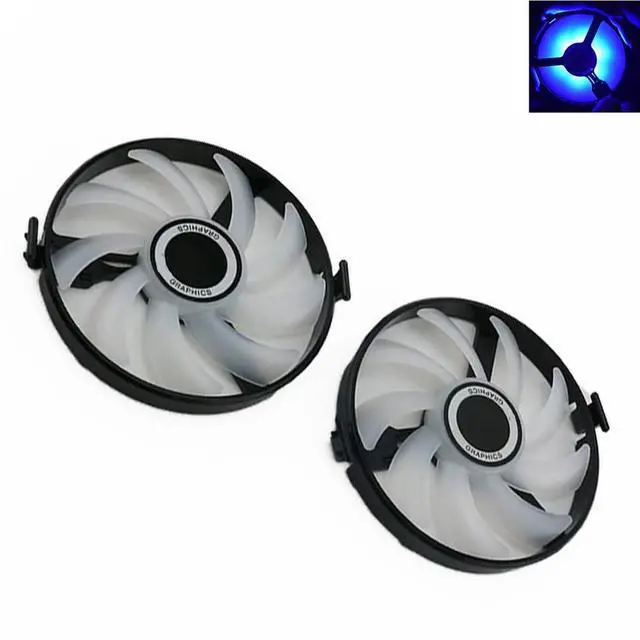 Alt view image 7 of 7 - Blue LED Graphics Card Cooling Fans Suitable for XFX Radeon RX 470 480 RS RX 470D 570 RX 580 EDITIE Crimson Series Desktop FDC10U12S9-C (Blue LED Fans) 93mm 12V 0.45A 4Pin (2PCS)