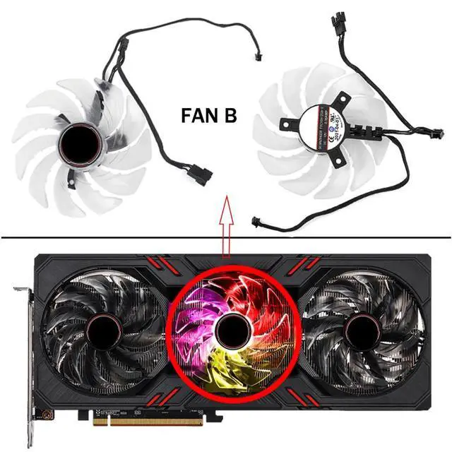 Alt view image 2 of 7 - Graphics Card Cooling Fans Suitable for ASROCK RX 6600XT 6650XT 6700XT 6800 6800XT 6900XT 6950XT Phantom Gaming D OC Series Desktop FDC10H12S9-C 87mm 12V 0.35A 4Pin Video Card Cooler Fans (Fan-B)