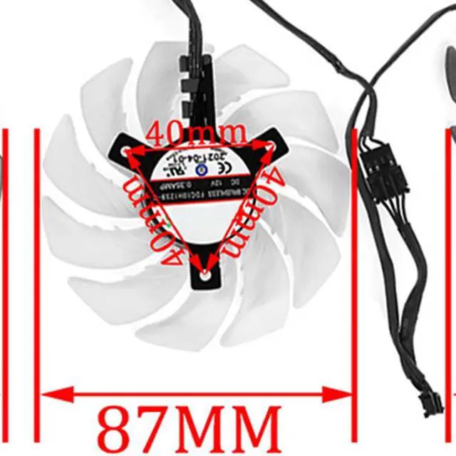 Alt view image 4 of 7 - Graphics Card Cooling Fans Suitable for ASROCK RX 6600XT 6650XT 6700XT 6800 6800XT 6900XT 6950XT Phantom Gaming D OC Series Desktop FDC10H12S9-C 87mm 12V 0.35A 4Pin Video Card Cooler Fans (Fan-B)