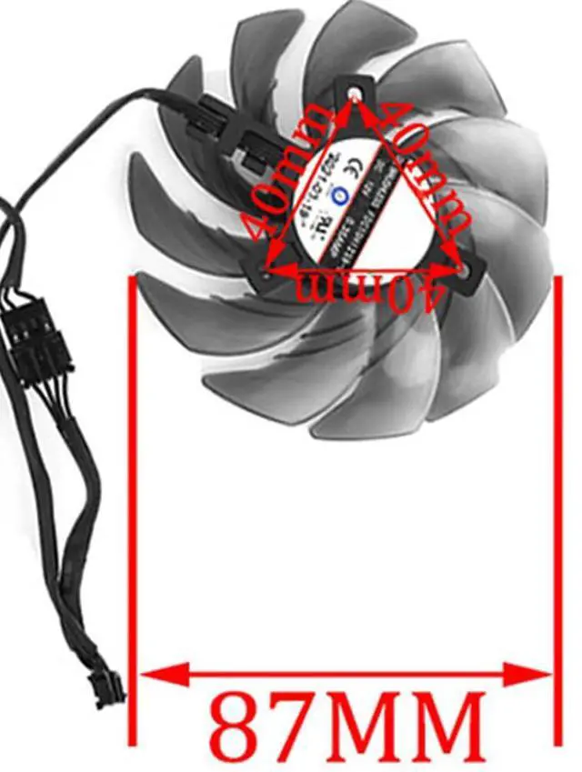 Alt view image 4 of 7 - Graphics Card Cooling Fans Suitable for ASROCK RX 6600XT 6650XT 6700XT 6800 6800XT 6900XT 6950XT Phantom Gaming D OC Series Desktop FDC10H12S9-C 87mm 12V 0.35A 4Pin Video Card Cooler Fans (Fan-C)