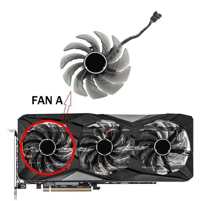 Alt view image 2 of 7 - Graphics Card Cooling Fans Suitable for ASROCK RX 6600XT 6700XT 6750XT 6800 Challenger Pro OC Series Desktop FDC10H12S9-C 85mm 12V 0.35A 4Pin Video Card Cooler Fans GPU Fan (Fan-A)