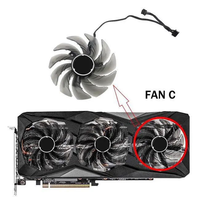 Alt view image 2 of 7 - Graphics Card Cooling Fans Suitable for ASROCK RX 6600XT 6700XT 6750XT 6800 Challenger Pro OC Series Desktop FDC10H12S9-C 85mm 12V 0.35A 4Pin Video Card Cooler Fans GPU Fan (Fan-C)