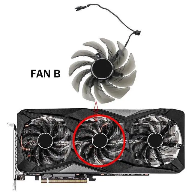 Alt view image 2 of 7 - Graphics Card Cooling Fans Suitable for ASROCK RX 6600XT 6700XT 6750XT 6800 Challenger Pro OC Series Desktop FDC10H12S9-C 85mm 12V 0.35A 4Pin Video Card Cooler Fans GPU Fan (Fan-B)