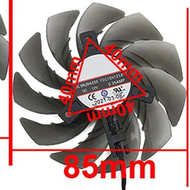 Alt view image 4 of 7 - Graphics Card Cooling Fans Suitable for ASROCK RX 6600XT 6700XT 6750XT 6800 Challenger Pro OC Series Desktop FDC10H12S9-C 85mm 12V 0.35A 4Pin Video Card Cooler Fans GPU Fan (Fan-B)