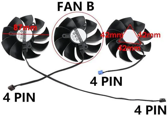 Alt view image 4 of 7 - Graphics Card Cooling Fans Suitable for EVGA RTX 3060TI 3070 3070TI 3080 3080TI 3090 FTW3 / XC3 Gaming Series Desktop PLD09220S12HH 87mm 12V 0.55A 4Pin Video Card Cooler Fans GPU Fan (Fan-B)