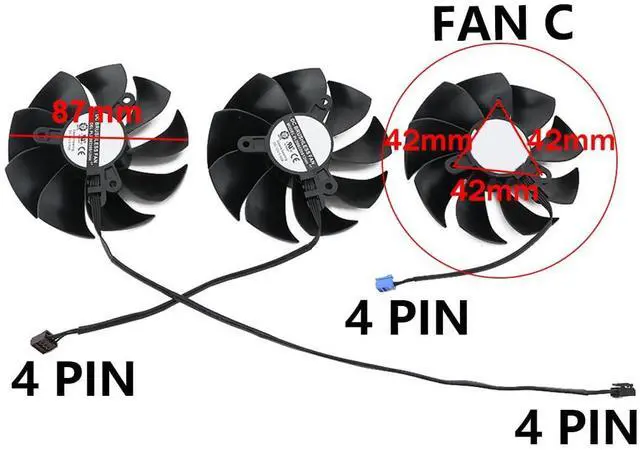 Alt view image 4 of 7 - Graphics Card Cooling Fans Suitable for EVGA RTX 3060TI 3070 3070TI 3080 3080TI 3090 FTW3 / XC3 Gaming Series Desktop PLD09220S12HH 87mm 12V 0.55A 4Pin Video Card Cooler Fans GPU Fan (Fan-C)