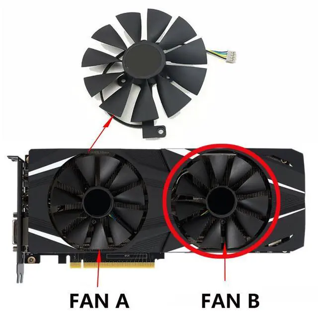 Alt view image 2 of 7 - Graphics Card Cooling Fan Replacement for ASUS Dual RTX 2060 2070 2080 2080Ti Gaming Series FDC10U12S9-C 87mm 12V 0.45A 4Pin Video Card Cooler Fans GPU Fan (Fan-B)