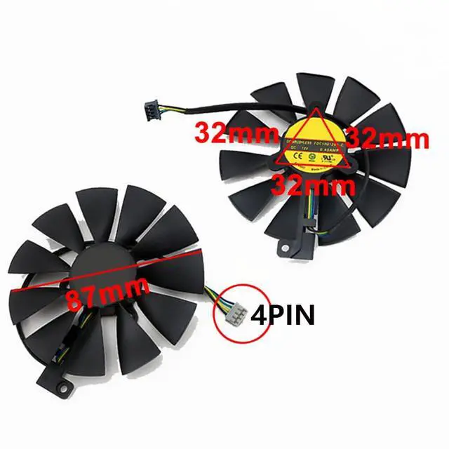 Alt view image 4 of 7 - Graphics Card Cooling Fan Replacement for ASUS Dual RTX 2060 2070 2080 2080Ti Gaming Series FDC10U12S9-C 87mm 12V 0.45A 4Pin Video Card Cooler Fans GPU Fan (Fan-B)
