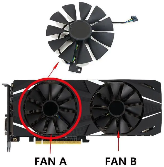 Alt view image 2 of 7 - Graphics Card Cooling Fan Replacement for ASUS Dual RTX 2060 2070 2080 2080Ti Gaming Series FDC10U12S9-C 87mm 12V 0.45A 4Pin Video Card Cooler Fans GPU Fan (Fan-A)
