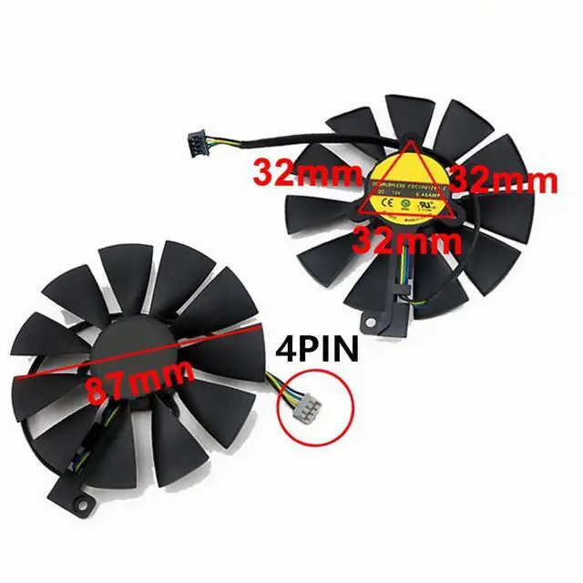 Alt view image 4 of 7 - Graphics Card Cooling Fan Replacement for ASUS Dual RTX 2060 2070 2080 2080Ti Gaming Series FDC10U12S9-C 87mm 12V 0.45A 4Pin Video Card Cooler Fans GPU Fan (Fan-A)