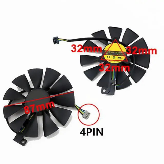 Alt view image 4 of 7 - Graphics Card Cooling Fan Replacement for ASUS Dual RTX 2060 2070 2080 2080Ti Gaming Series FDC10U12S9-C 87mm 12V 0.45A 4Pin Video Card Cooler Fans GPU Fan (2PCS)