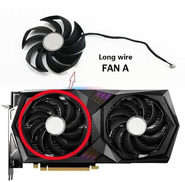 Alt view image 2 of 7 - Graphics Card Cooling Fans Suitable for MSI RTX 3050 3060 3060TI Gaming X RX 6600XT 6700XT Gaming X Series Desktop PLD10010S12HH 95mm 12V 0.40A 4Pin Video Card Cooler Fans GPU Fan (Fan-A)