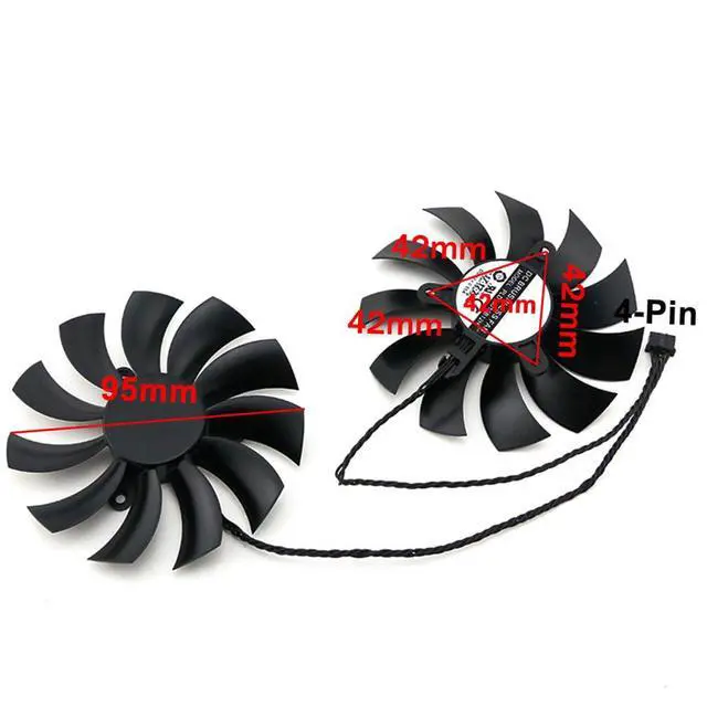 Alt view image 4 of 7 - Graphics Card Cooling Fans Suitable for EVGA GTX 1070 1070ti 1080 FTW ACX Series Desktop PLD10015B12H 95mm 12V 0.55A 4 Pin Video Card Cooler Fans GPU Fan