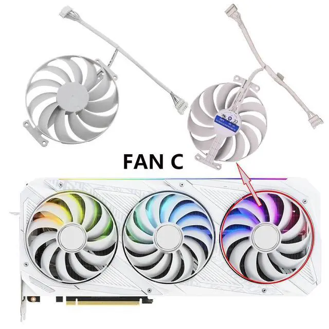 Alt view image 2 of 7 - Graphics Card Cooling Fan Replacement for ASUS ROG Strix RTX 3070 3080 3090 White Gaming Series CF1010U12S 95mm 12V 0.45A 7Pin Video Card Cooler Fans GPU Fan (Fan-C)