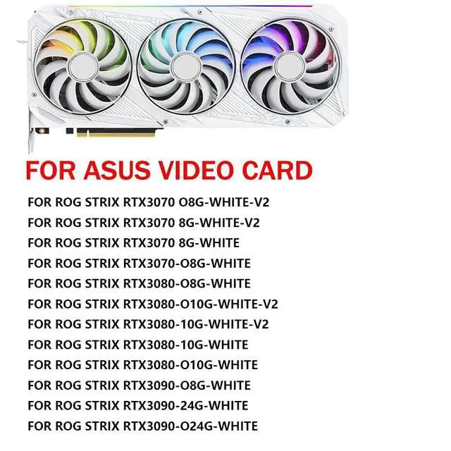 Alt view image 3 of 7 - Graphics Card Cooling Fan Replacement for ASUS ROG Strix RTX 3070 3080 3090 White Gaming Series CF1010U12S 95mm 12V 0.45A 7Pin Video Card Cooler Fans GPU Fan (Fan-C)