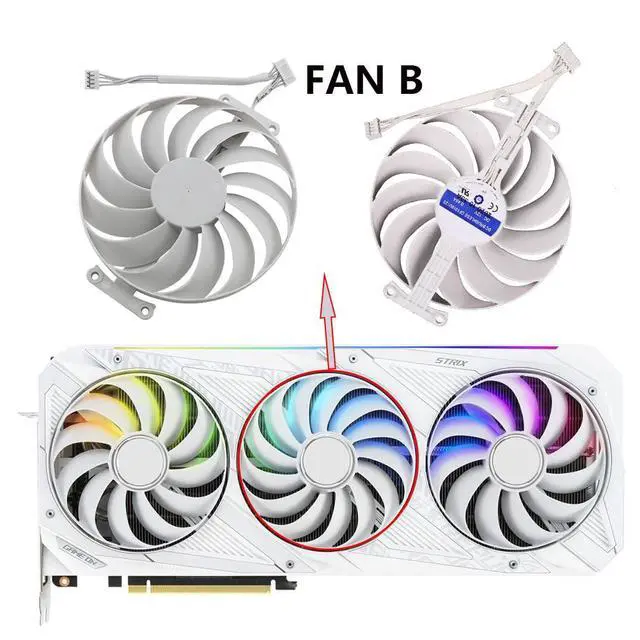 Alt view image 2 of 7 - Graphics Card Cooling Fan Replacement for ASUS ROG Strix RTX 3070 3080 3090 White Gaming Series CF1010U12S 95mm 12V 0.45A 7Pin Video Card Cooler Fans GPU Fan (Fan-B)